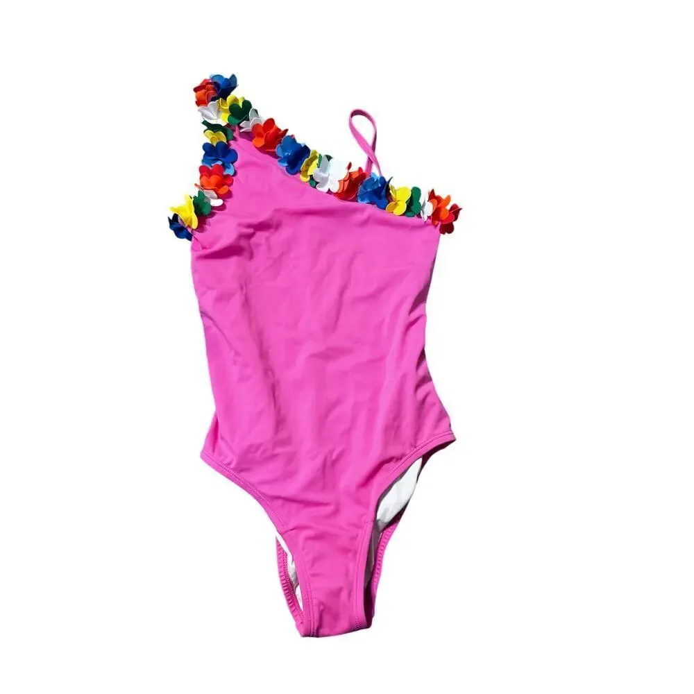 Hanna Andersson Sunblock Asymmetrical One-Piece Swimsuit NWT Size 150 (US 12)